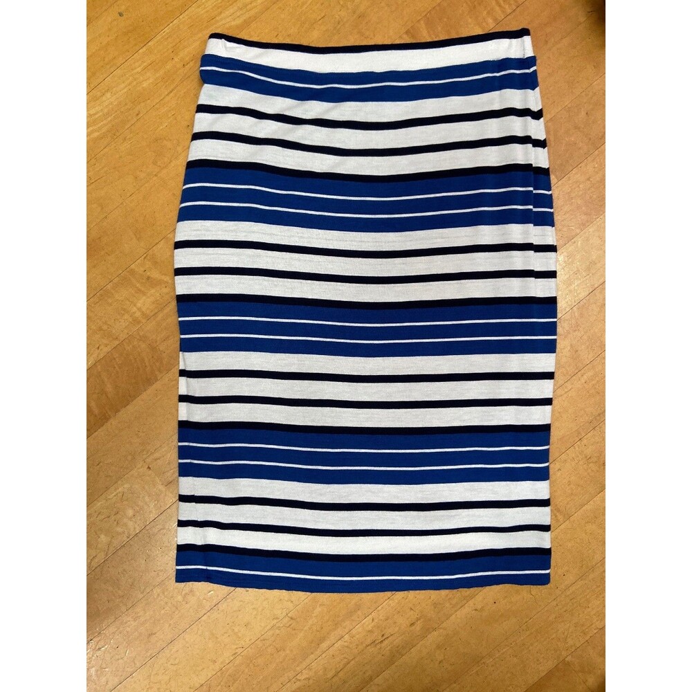 SOFT COMFY SKIRT Max Studio Blue And White Jersey Striped Skirt Women’s Size XS